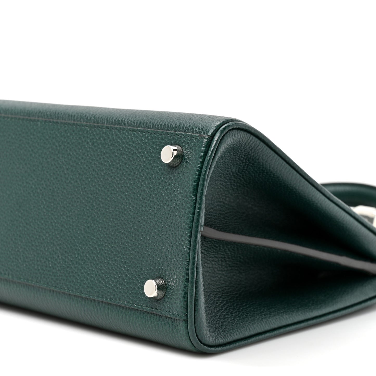 Grainy Calfskin Small Zumi Top Handle Bag Vintage Green