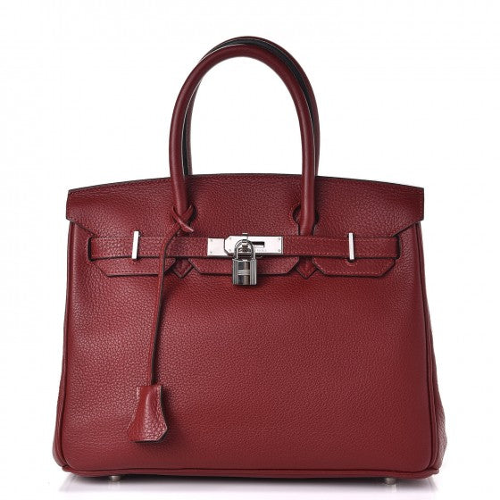 Hermes Taurillon Clemence Birkin 30 Rouge H 1 of 27