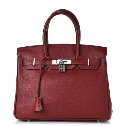 Hermes Taurillon Clemence Birkin 30 Rouge H 1 of 27