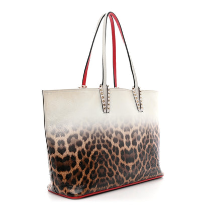 Christian Louboutin CHRISTIAN LOUBOUTIN Calfskin Degrade Leopard Print Spikes East West Cabata Tote White Multi 4 of 17