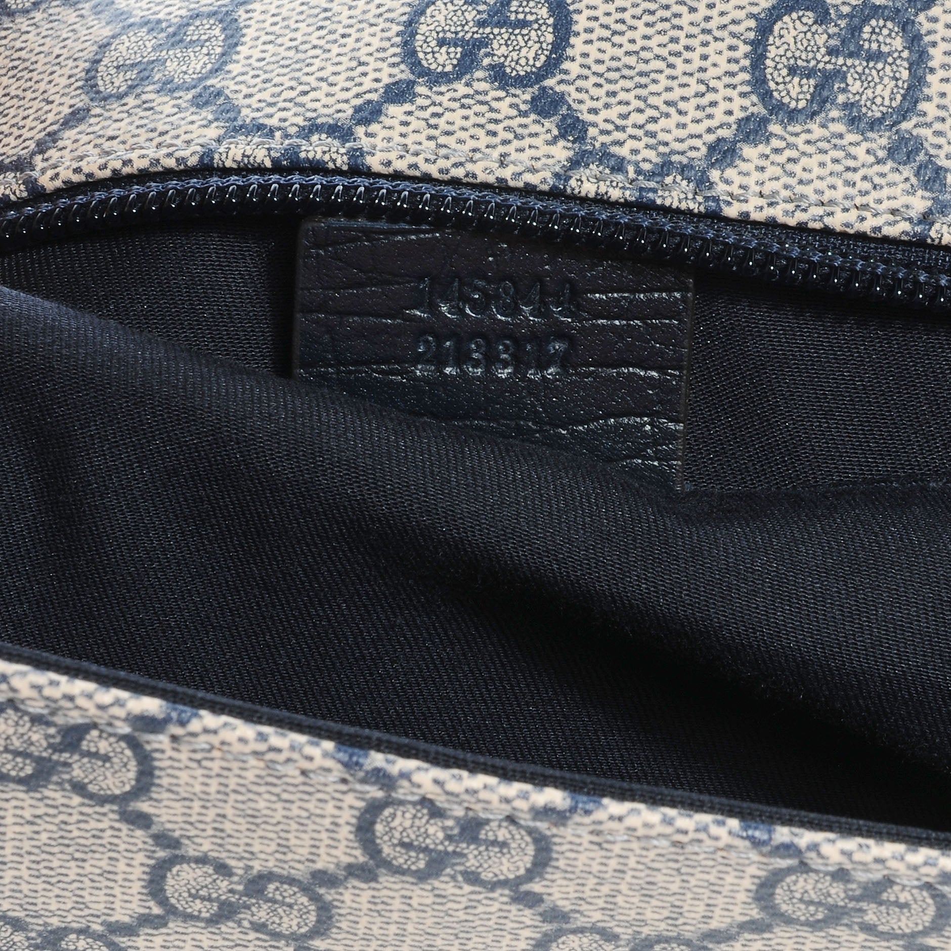 Gucci GG Plus Monogram Vintage Web Flap Messenger Bag Beige Navy Blue 7 of 8