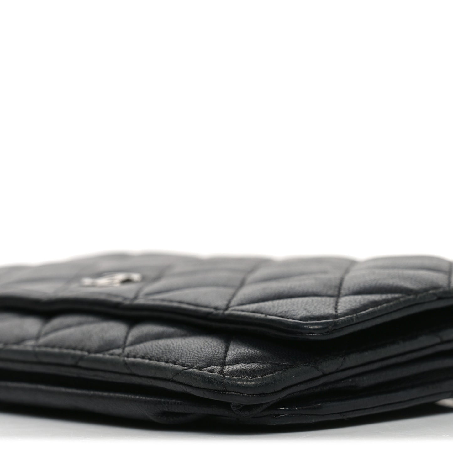 Lambskin Quilted Wallet On Chain WOC Black