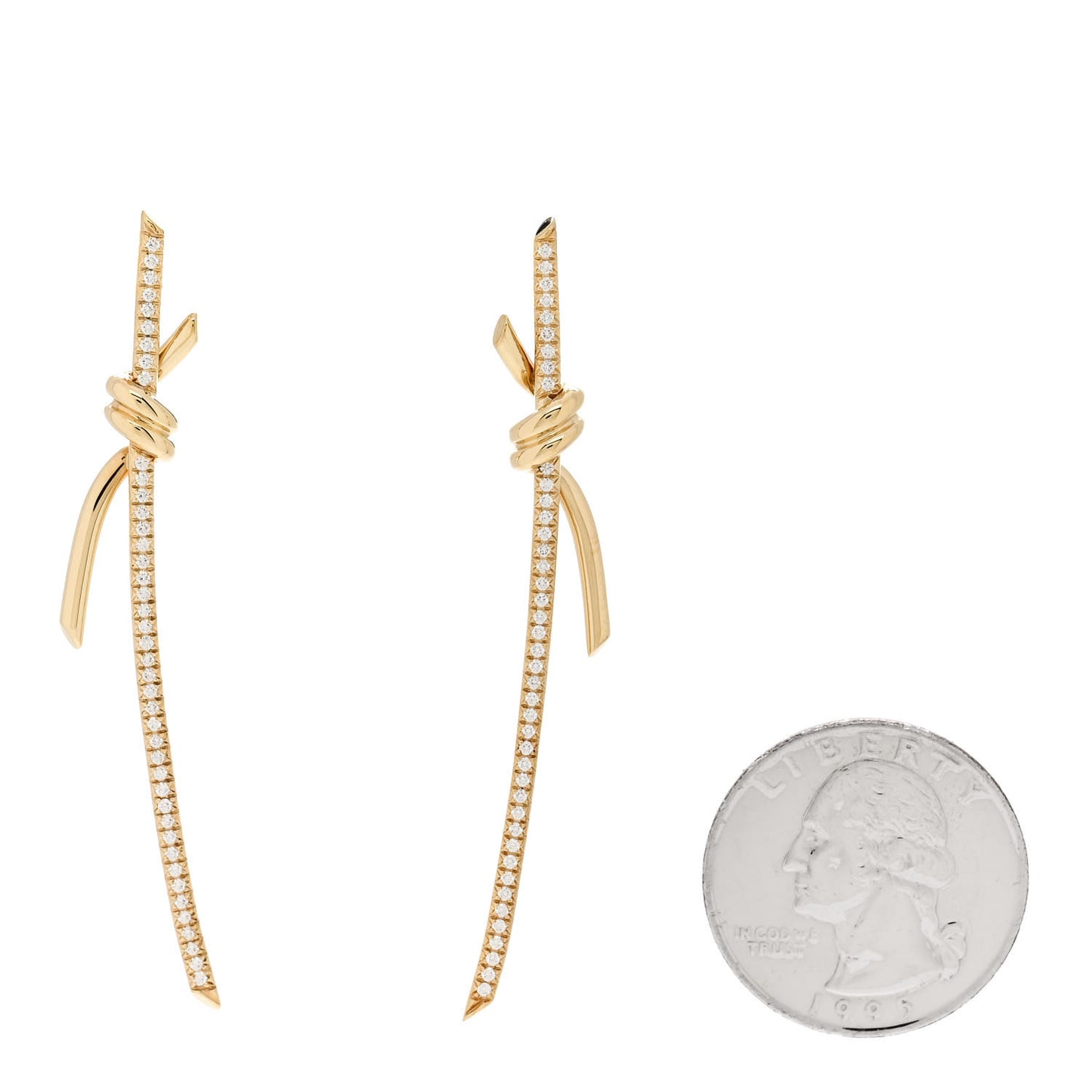 18K Yellow Gold Diamond Tiffany Knot Drop Earrings
