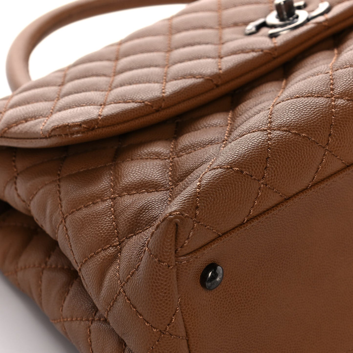 Caviar Quilted Medium Coco Handle Flap Camel