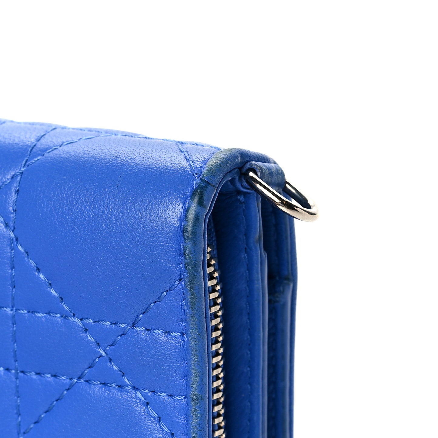 Lambskin Cannage Lady Dior Eden Wallet Blue