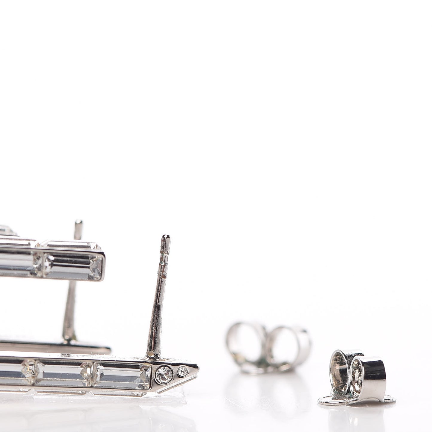 Crystal Baguette Earrings Silver