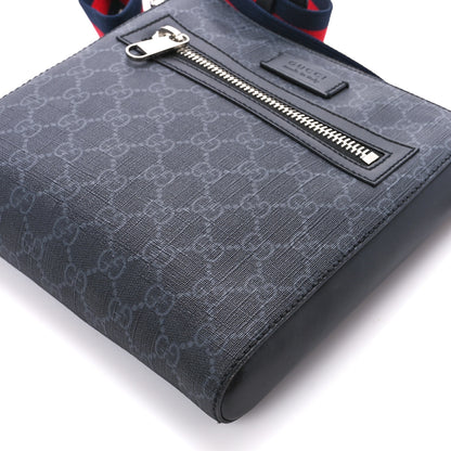 Gucci GG Supreme Monogram Web Small Flat Messenger Bag Black Grey 12 of 12