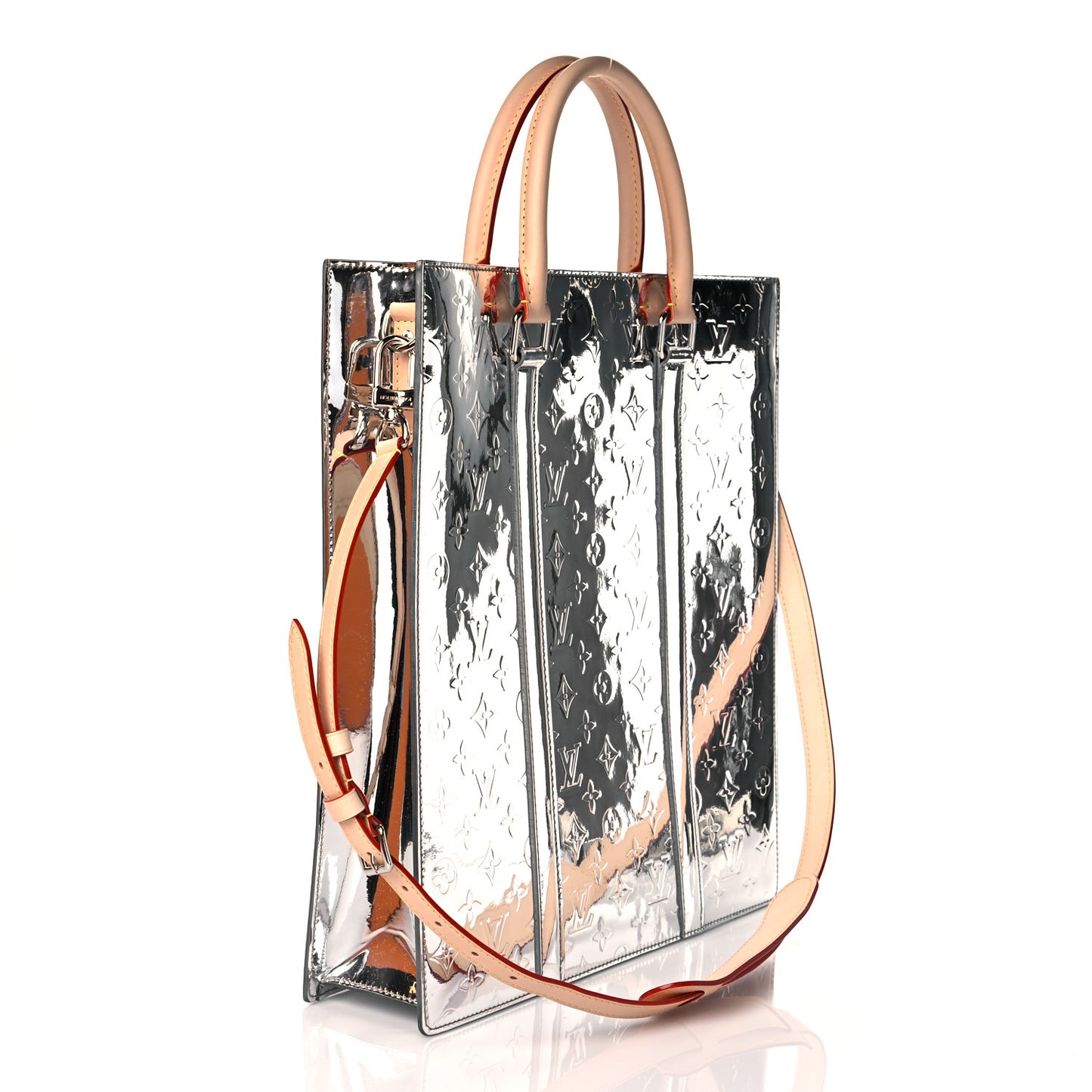 Monogram Mirror Sac Plat NM Silver