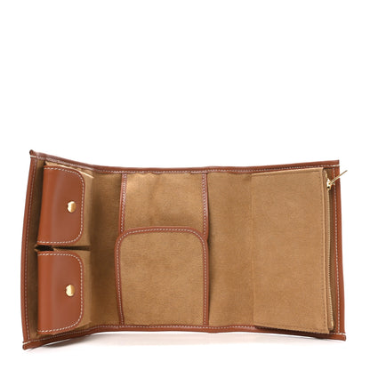 Celine Triomphe Canvas Calfskin Jewelry Pouch Tan 5 of 6