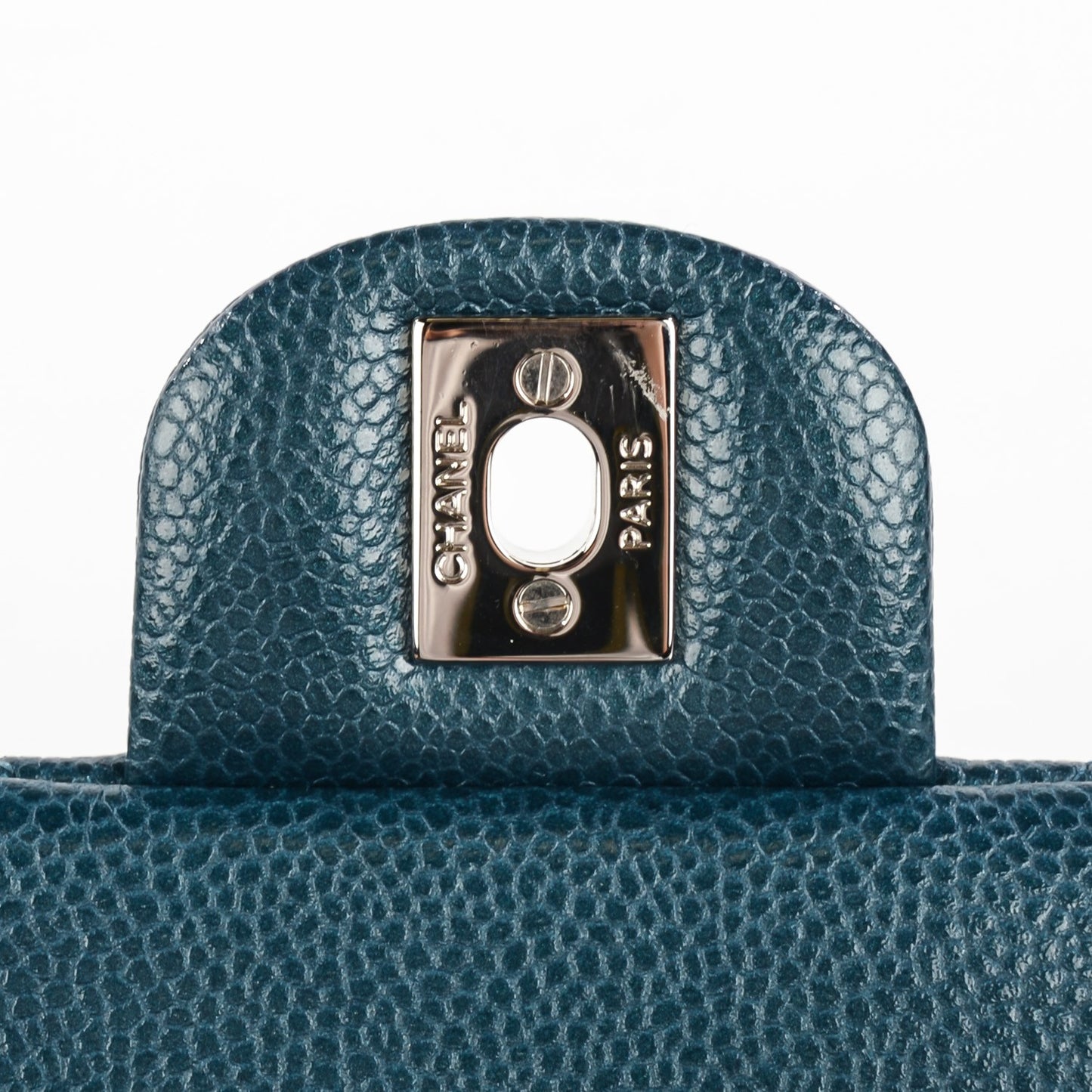 Caviar Quilted Clutch With Chain Flap Blue
