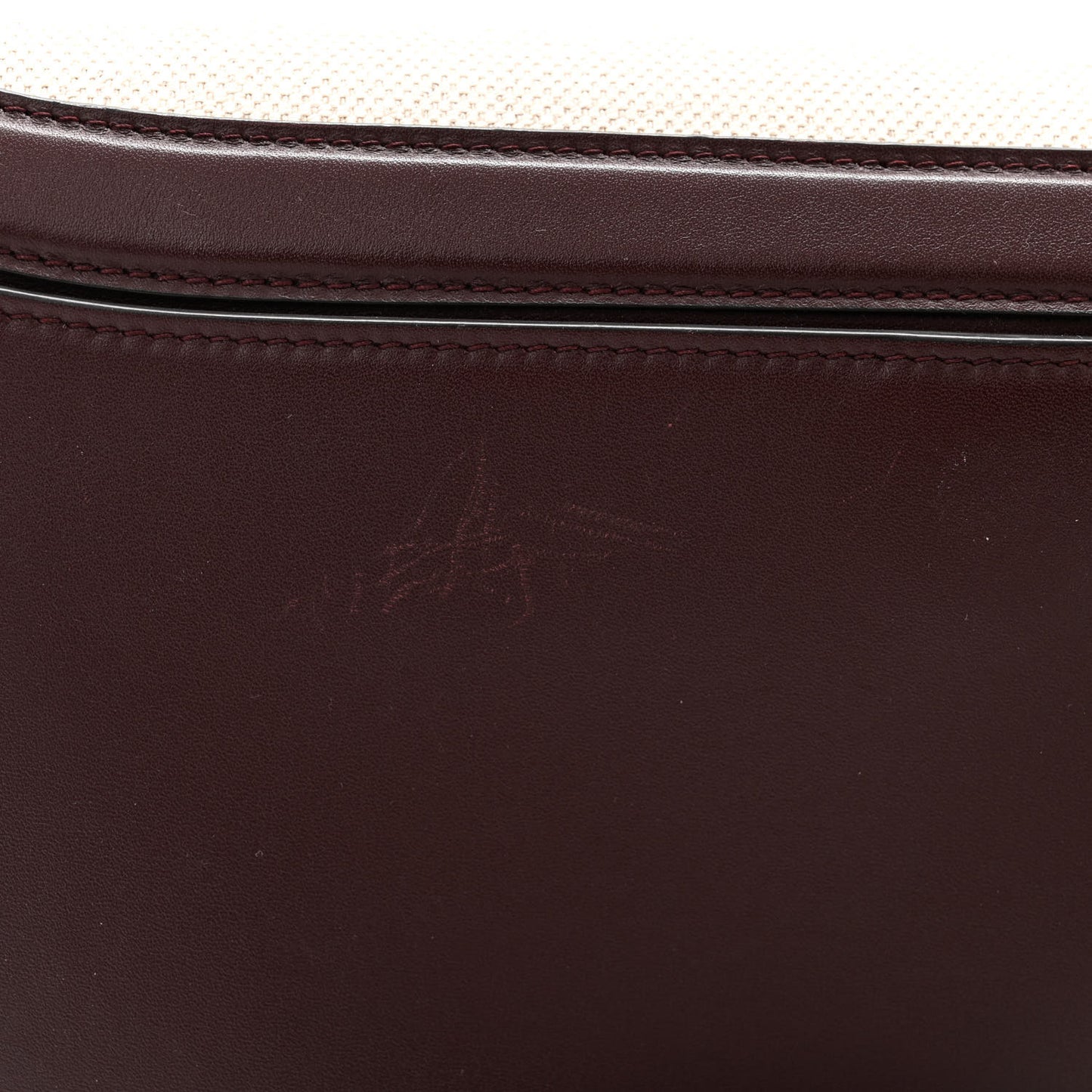 Calfskin Canvas Small Trapezio Crossbody Burgundy