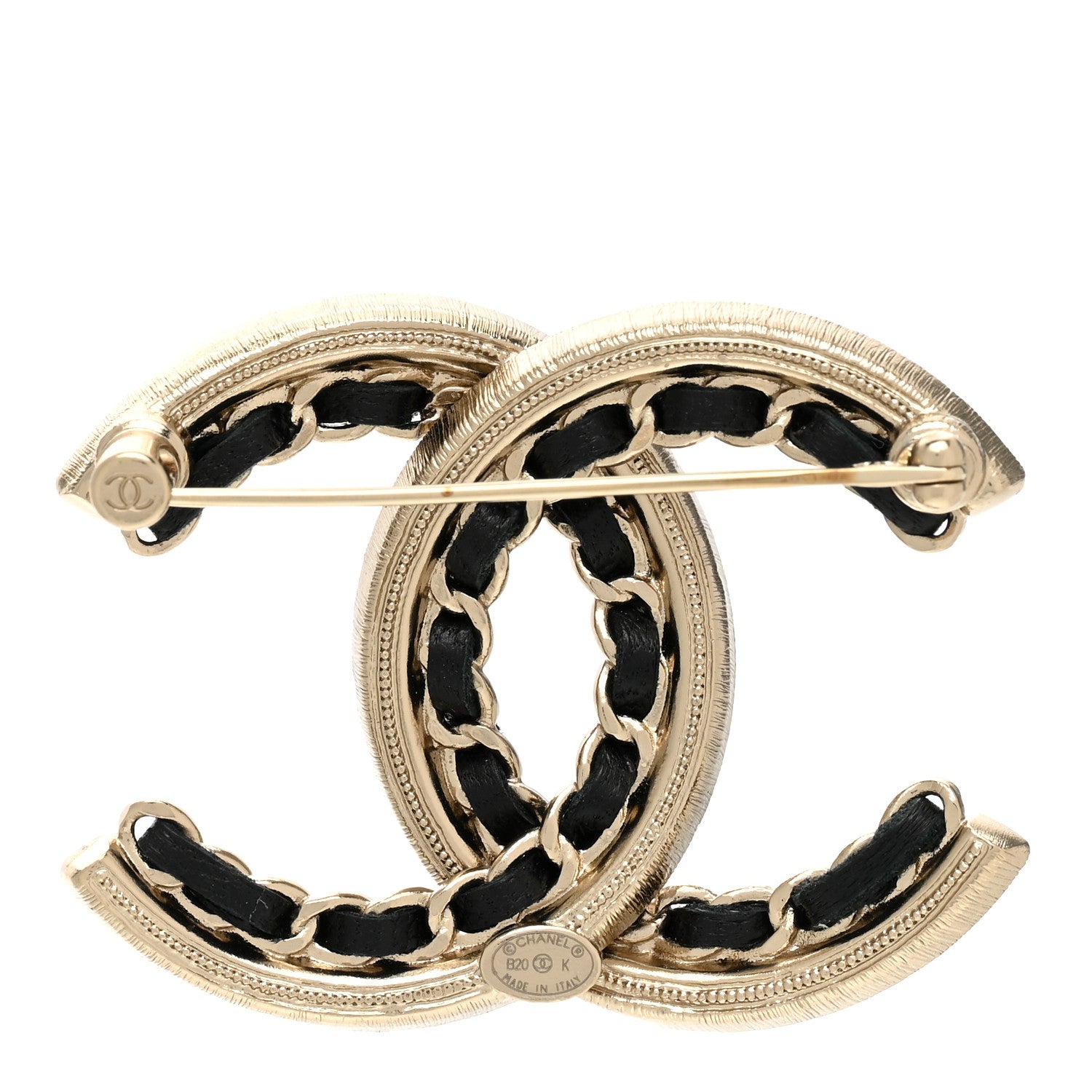 Chanel Lambskin Crystal CC Chain Brooch Black Gold 3 of 4
