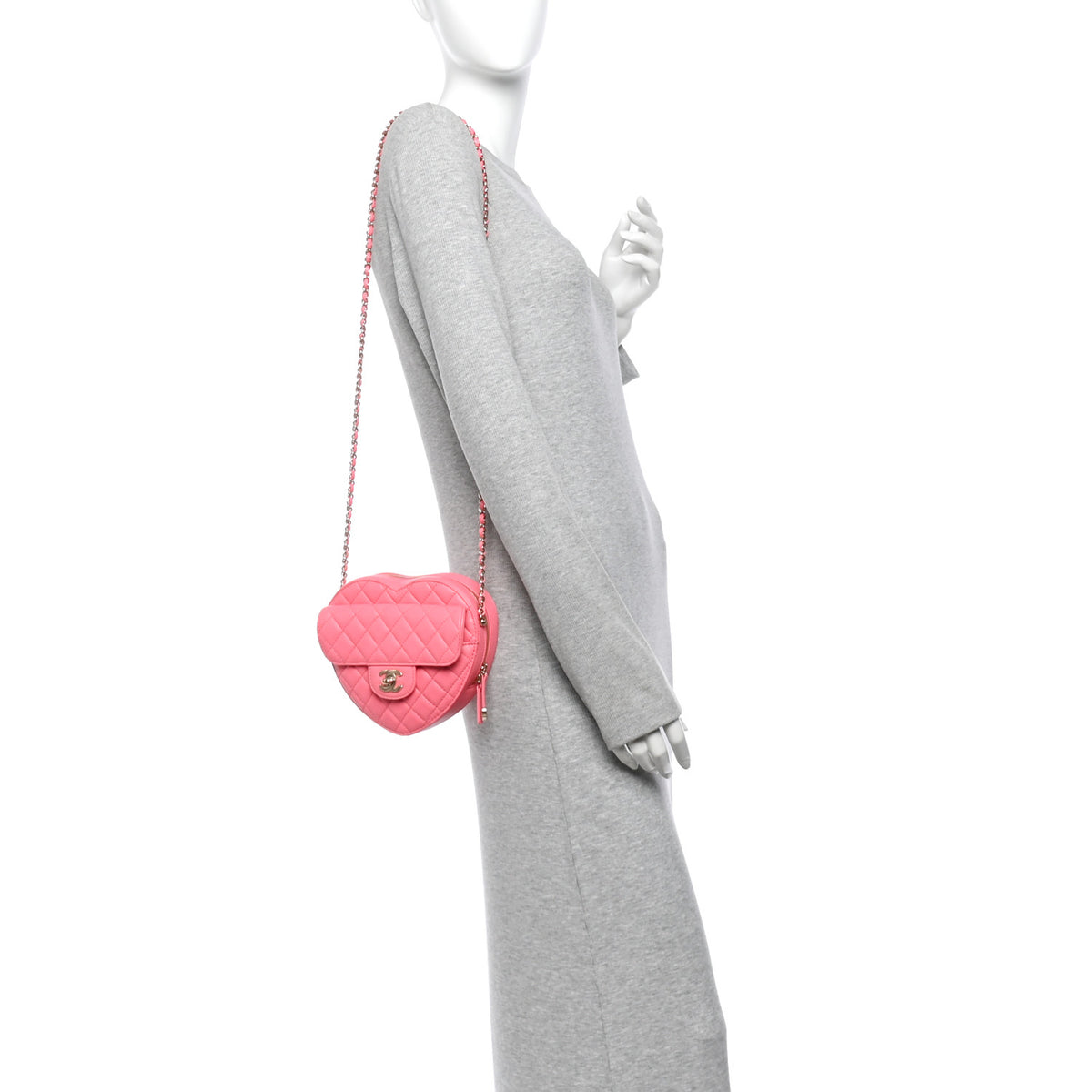 Lambskin Quilted CC In Love Heart Bag Pink