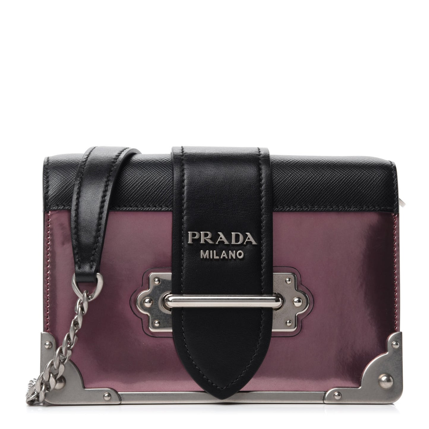 Metallic Vitello Saffiano Cahier Bag Ibisco Black