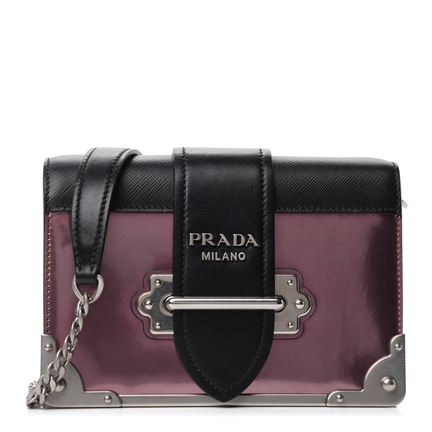 Prada Metallic Vitello Saffiano Cahier Bag Ibisco Black 1 of 11