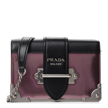 Prada Metallic Vitello Saffiano Cahier Bag Ibisco Black 1 of 11