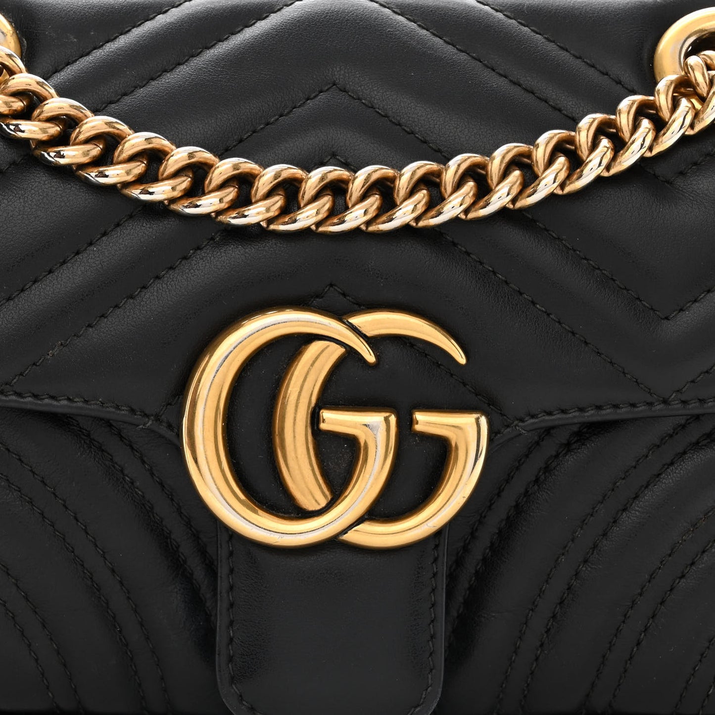 Calfskin Matelasse Mini GG Marmont Shoulder Bag Black