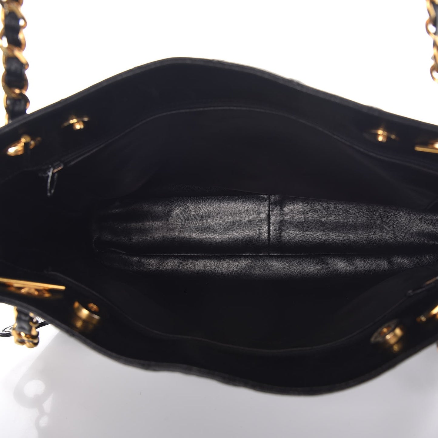 Caviar Quilted Shopping Tote Black