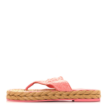 Chanel Terry Cloth Raffia CC Logo Thong Sandals 39 Pink 1 of 11