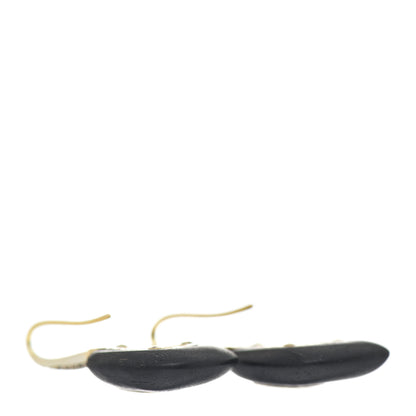 Roberto Coin 18K Yellow Gold Sterling Silver Diamond Ebony Wood Capri Plus Earrings 3 of 6
