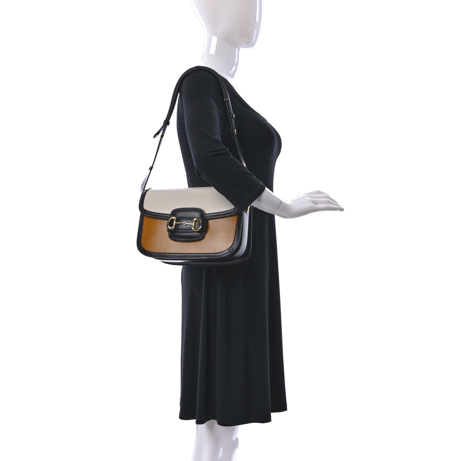 Gucci Azalea Calfskin Tri-Color Horsebit 1955 Shoulder Bag Mystic White Sun Oil Black 2 of 10