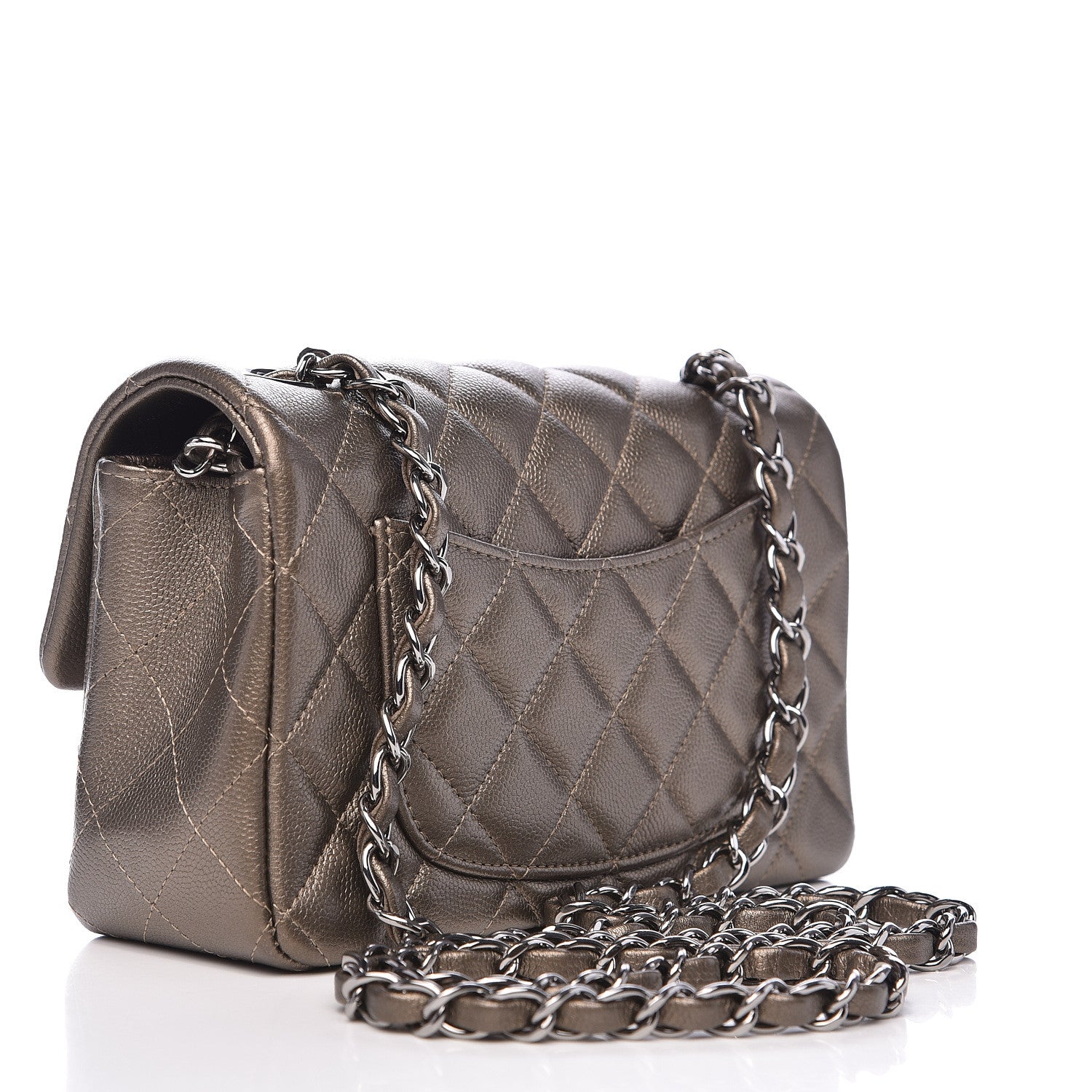 Chanel Metallic Caviar Quilted Mini Rectangular Flap Bronze 3 of 17