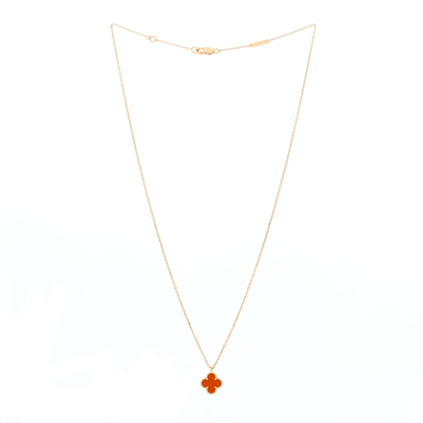 18K Rose Gold Carnelian Sweet Alhambra Pendant Necklace
