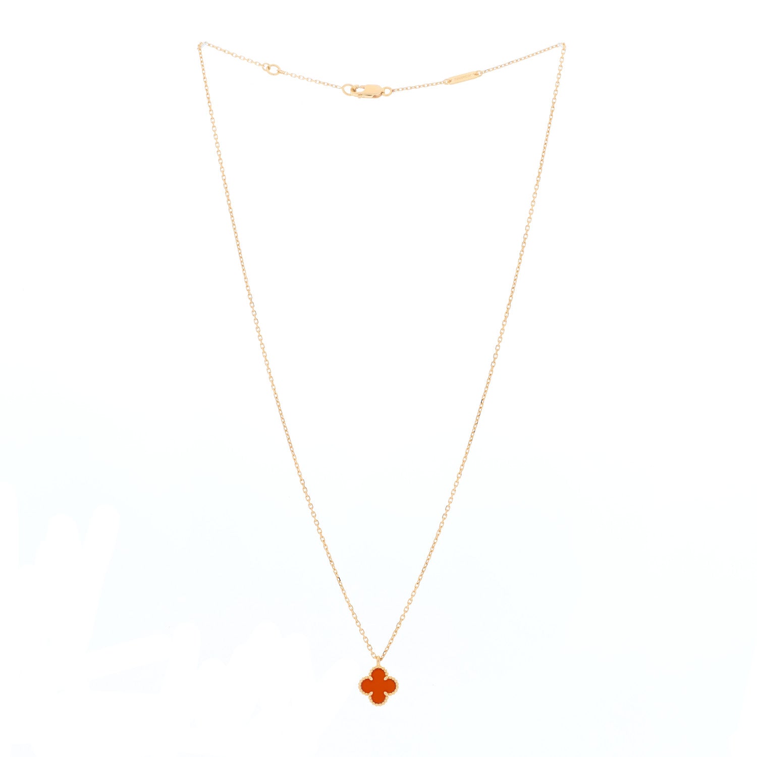Van Cleef & Arpels 18K Rose Gold Carnelian Sweet Alhambra Pendant Necklace 2 of 5