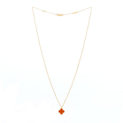 Van Cleef & Arpels 18K Rose Gold Carnelian Sweet Alhambra Pendant Necklace 2 of 5