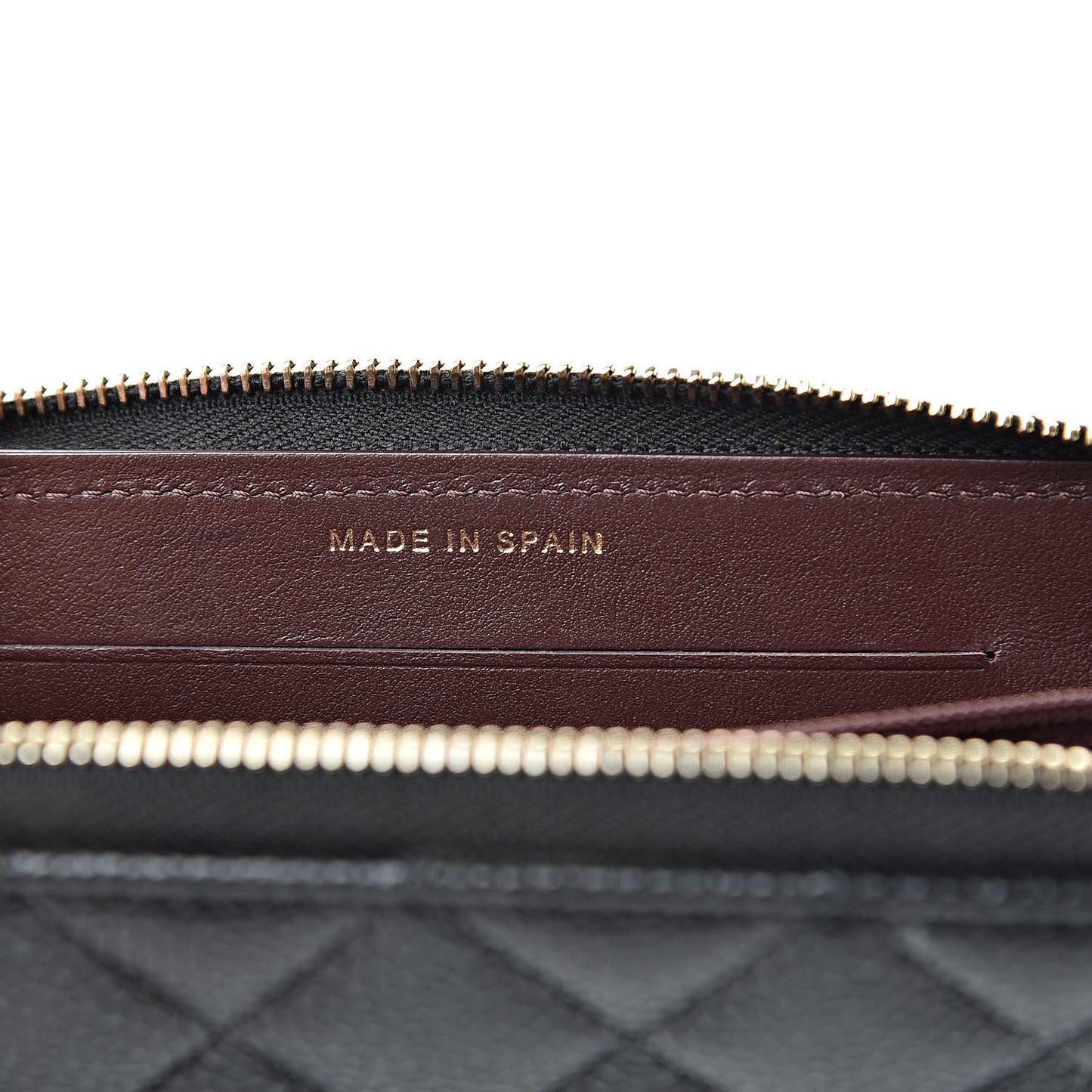 Caviar Quilted Small Zip Around Wallet Black