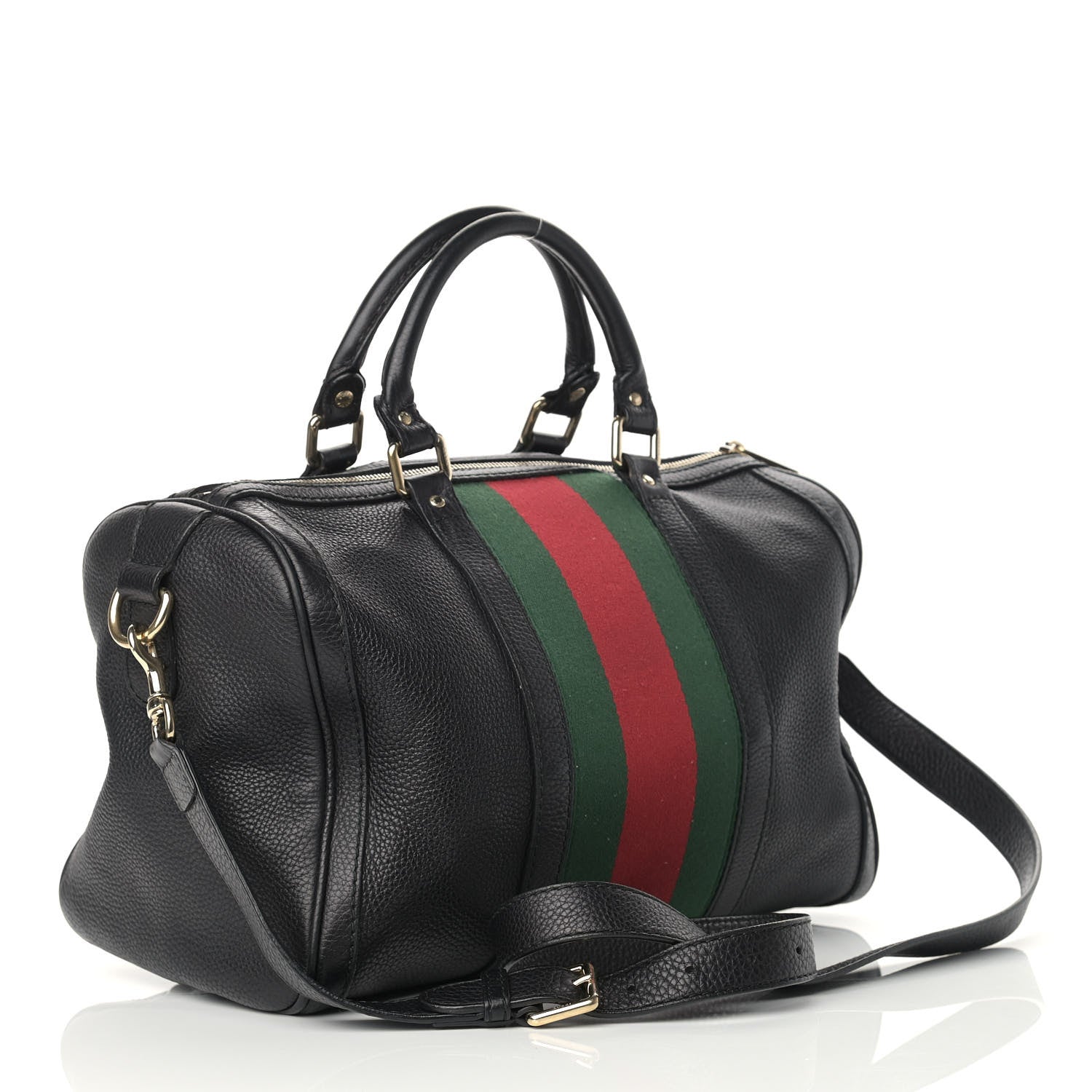 Gucci Calfskin Vintage Web Medium Boston Black 3 of 17