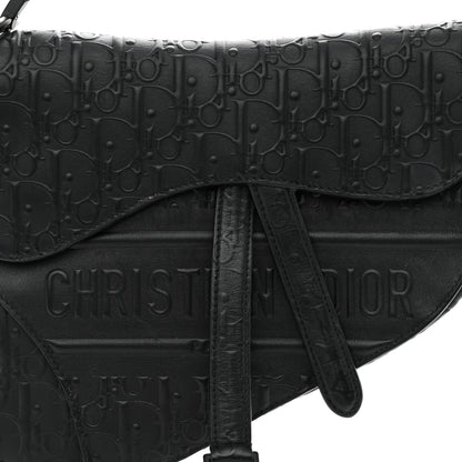Christian Dior Calfskin Embossed Oblique Saddle Bag Black 8 of 11