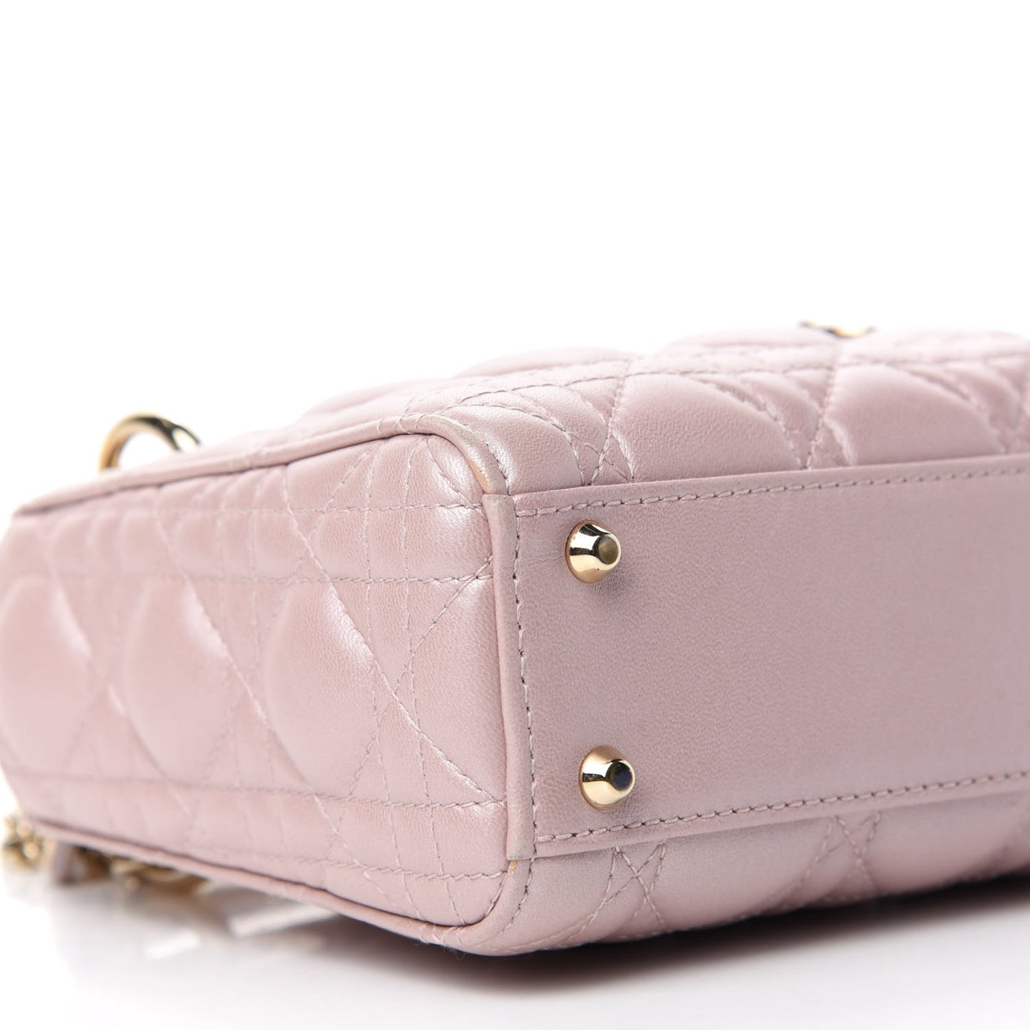 Metallic Lambskin Cannage Mini Lady Dior Lotus