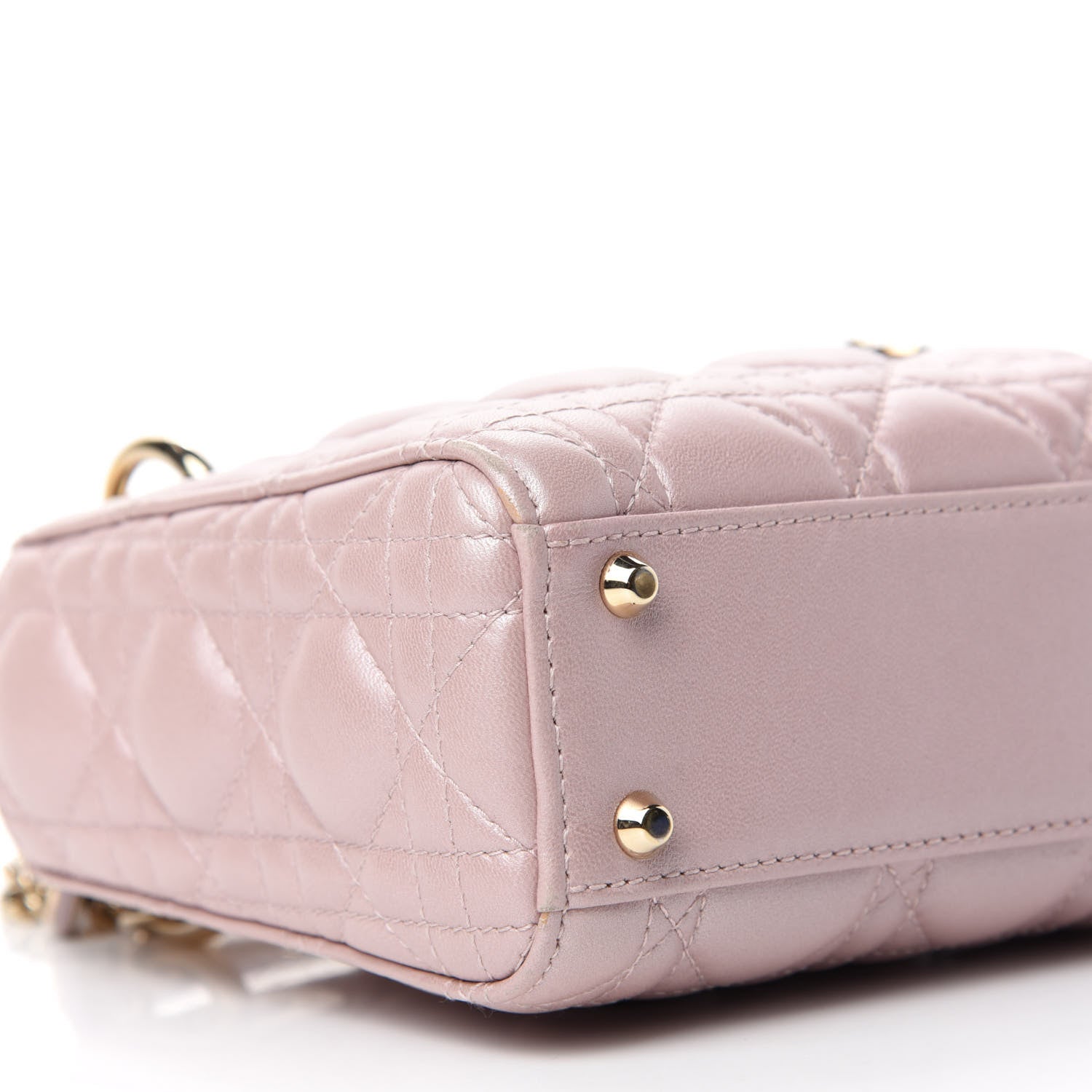 Christian Dior Metallic Lambskin Cannage Mini Lady Dior Lotus 6 of 11