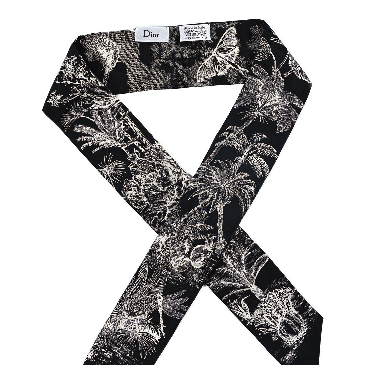 Silk Toile De Jouy Tropicalia Mitzah Scarf Black
