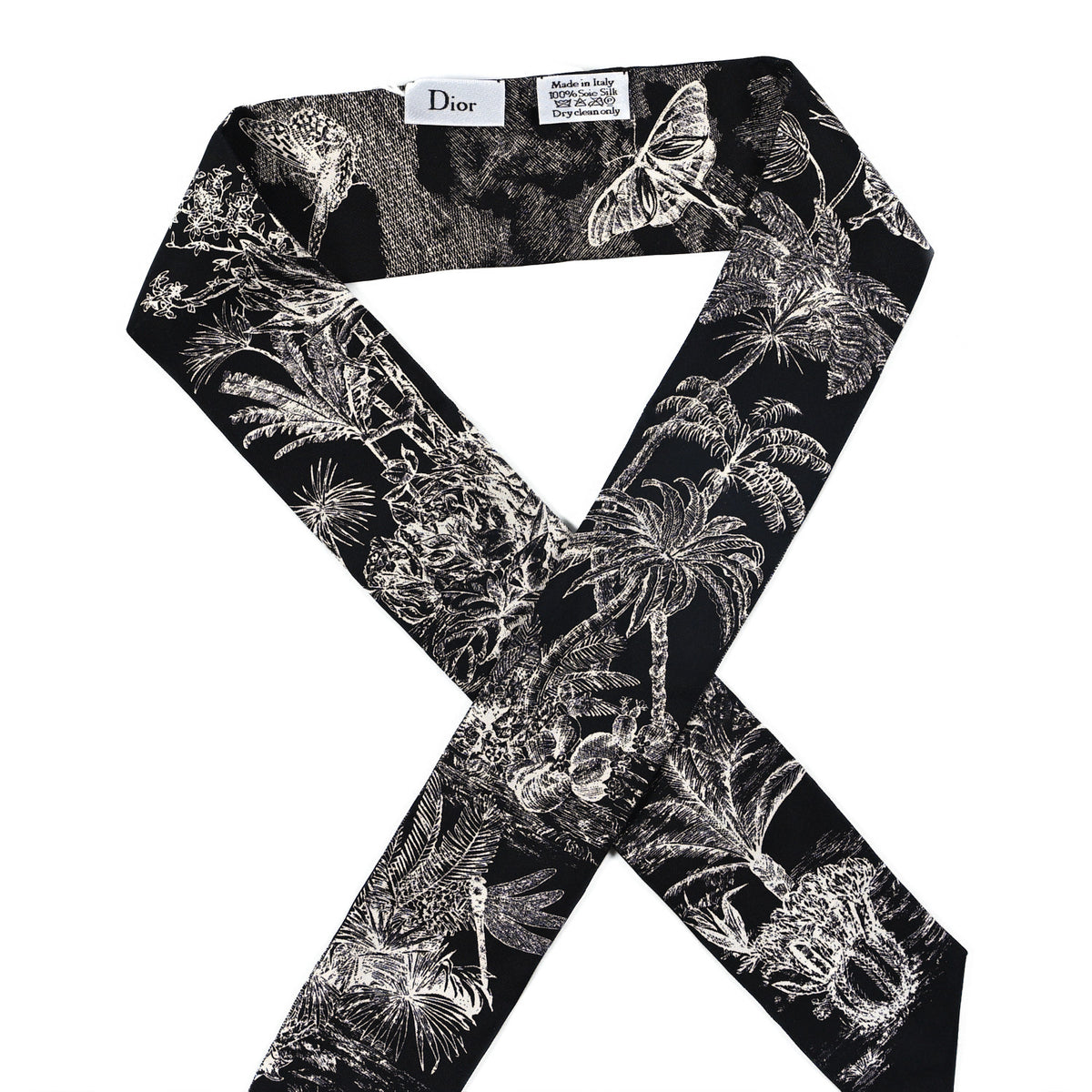 Christian Dior Silk Toile De Jouy Tropicalia Mitzah Scarf Black 3 of 3