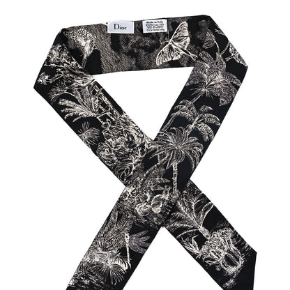 Christian Dior Silk Toile De Jouy Tropicalia Mitzah Scarf Black 3 of 3
