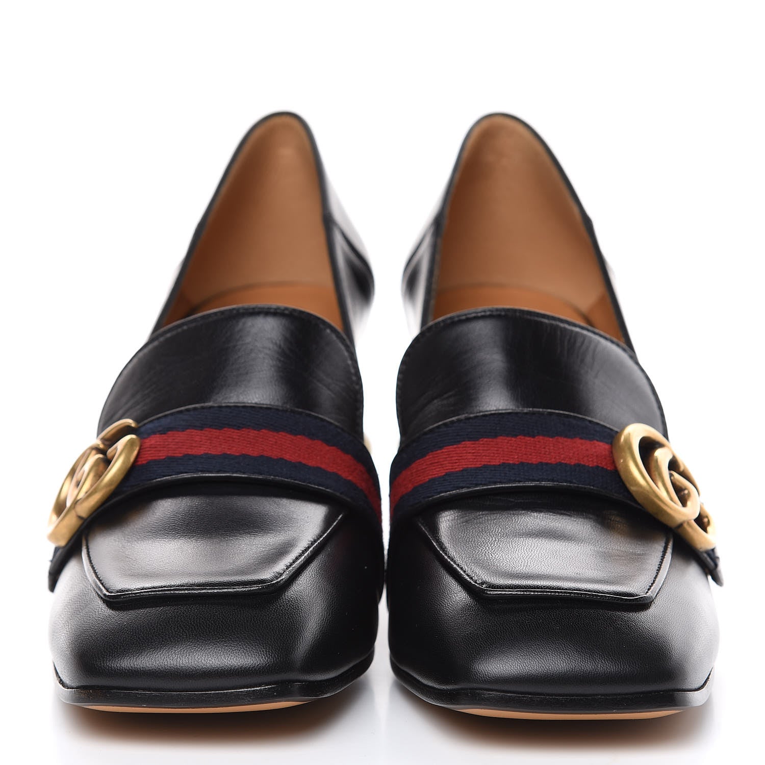 Gucci Malaga Kid Web Pearl Embellished Peyton 75mm Loafer Pumps 38.5 Black 2 of 10