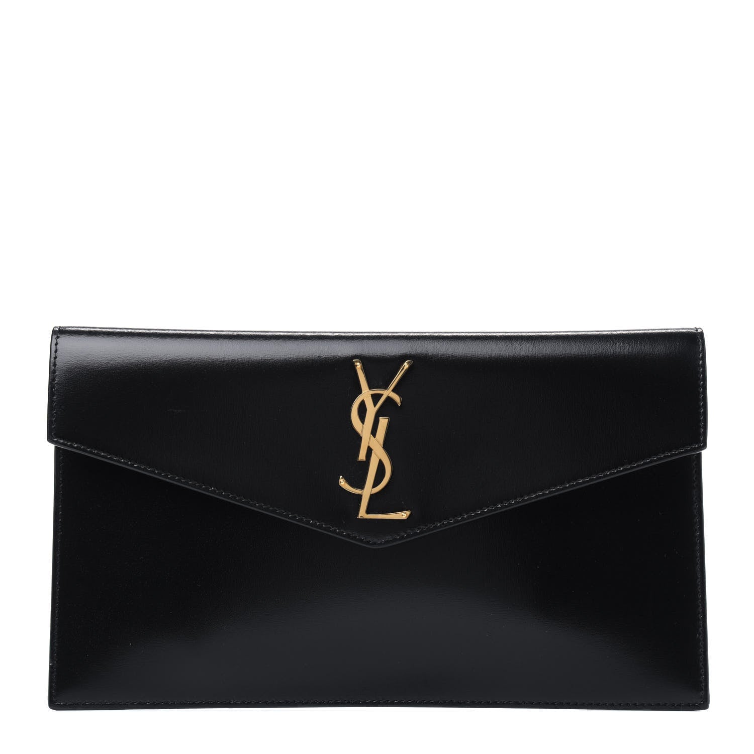 Saint Laurent Smooth Shiny Calfskin Monogram Uptown Pouch Black 1 of 8