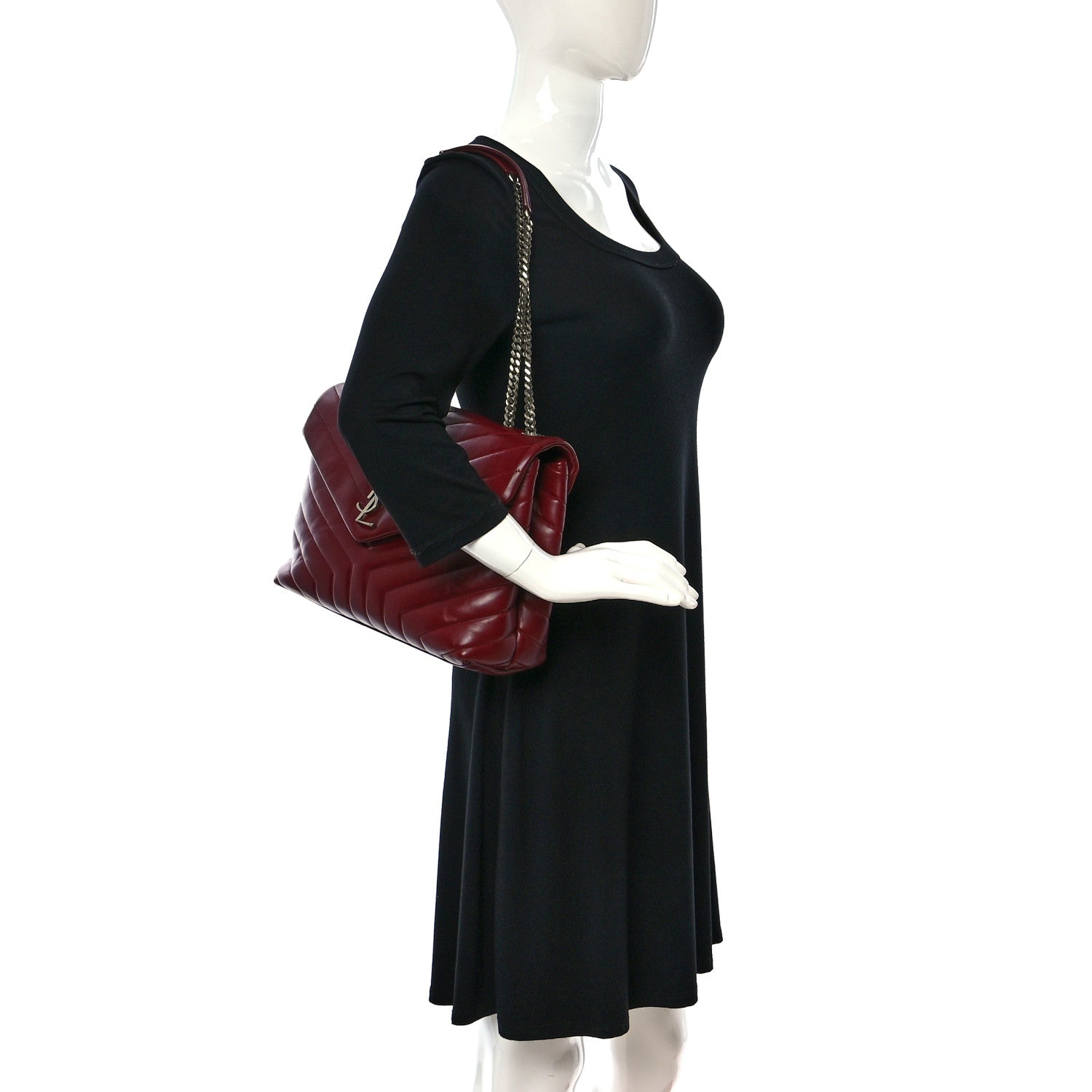 Saint Laurent Calfskin Y Quilted Monogram Medium Loulou Chain Satchel Palissandre 2 of 14