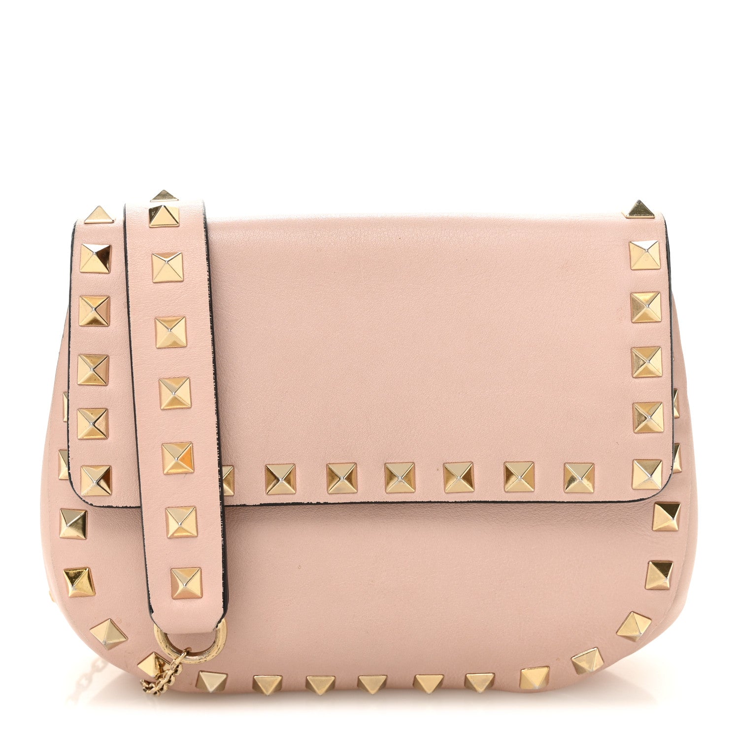 Valentino Garavani Calfskin Rockstud Crossbody Saddle Bag Water Rose 1 of 10