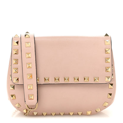 Valentino Garavani Calfskin Rockstud Crossbody Saddle Bag Water Rose 1 of 10