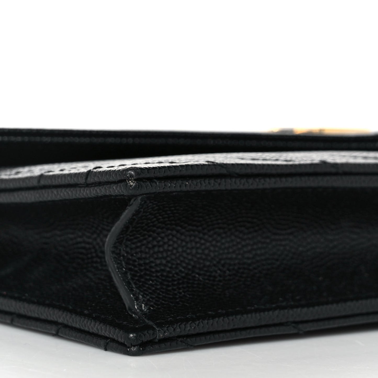 Grain De Poudre Matelasse Chevron Monogram Envelope Chain Wallet Black