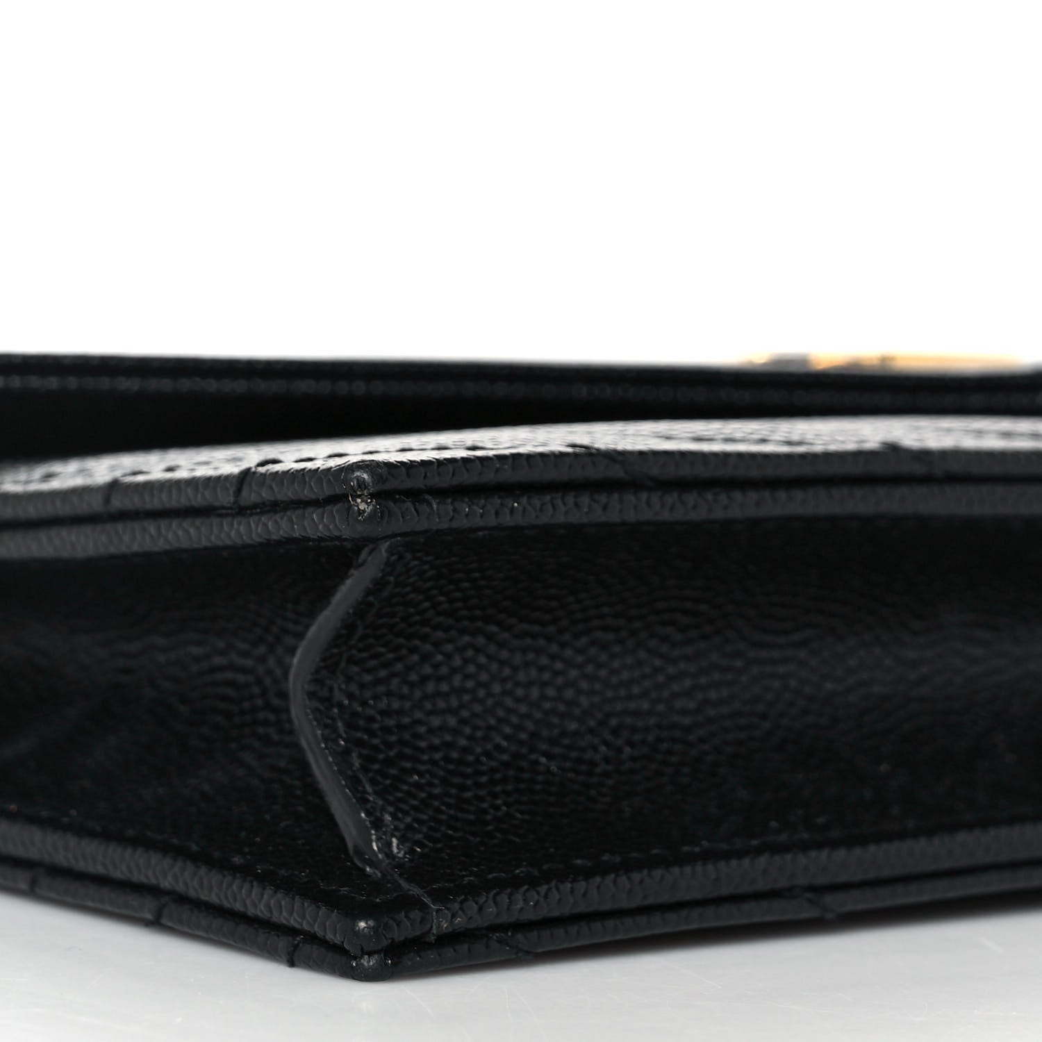 Saint Laurent Grain De Poudre Matelasse Chevron Monogram Envelope Chain Wallet Black 8 of 10