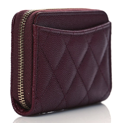 Chanel Caviar Quilted Zip Around Coin Purse Burgundy 3 of 9