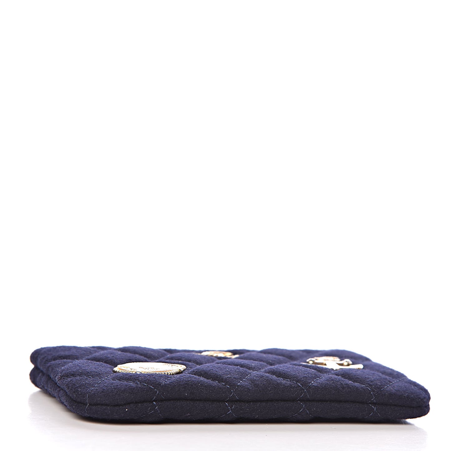 Wool Quilted Paris-Hamburg Charms Small Cosmetic Case Navy