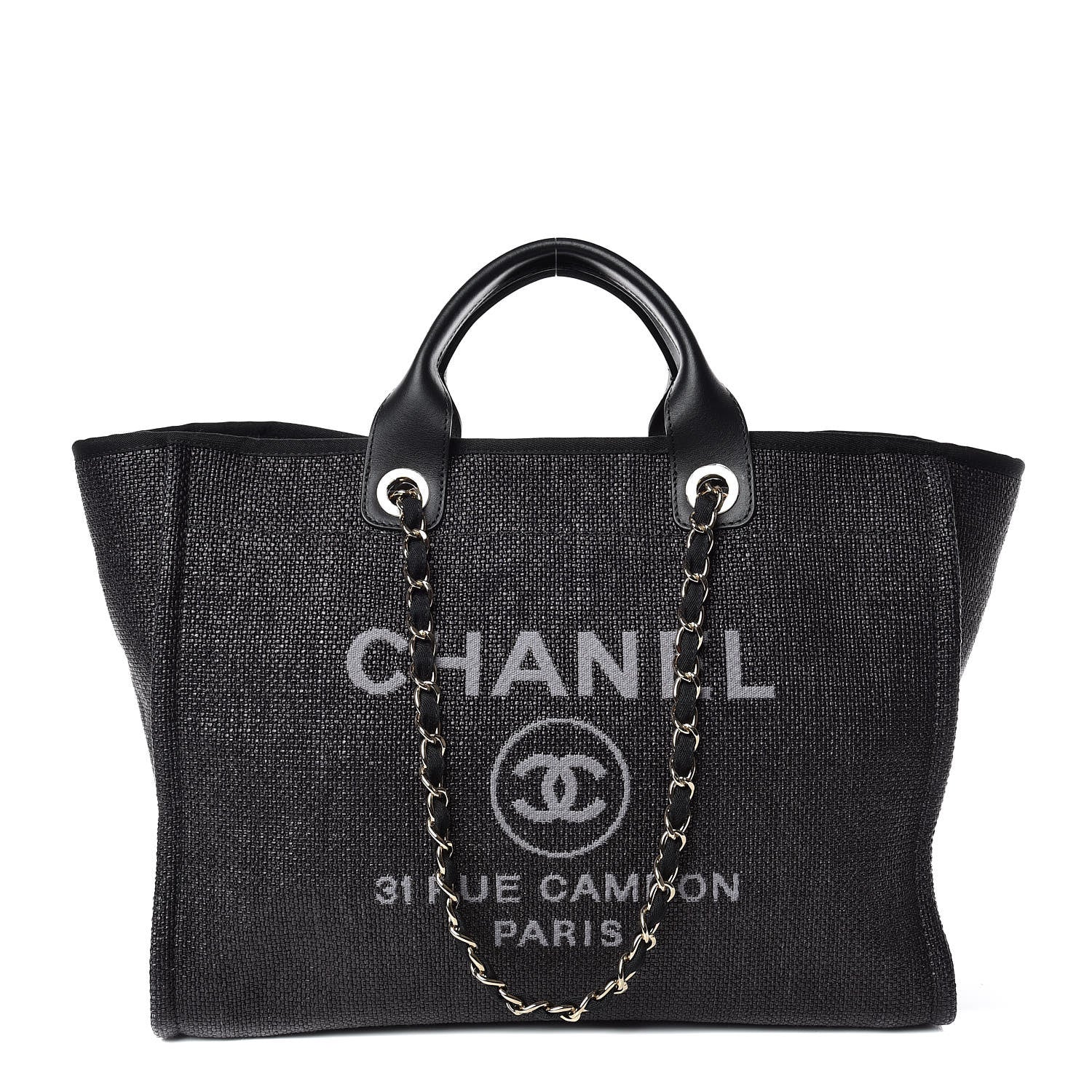 Chanel Woven Straw Raffia Large Deauville Tote Black 1 of 11