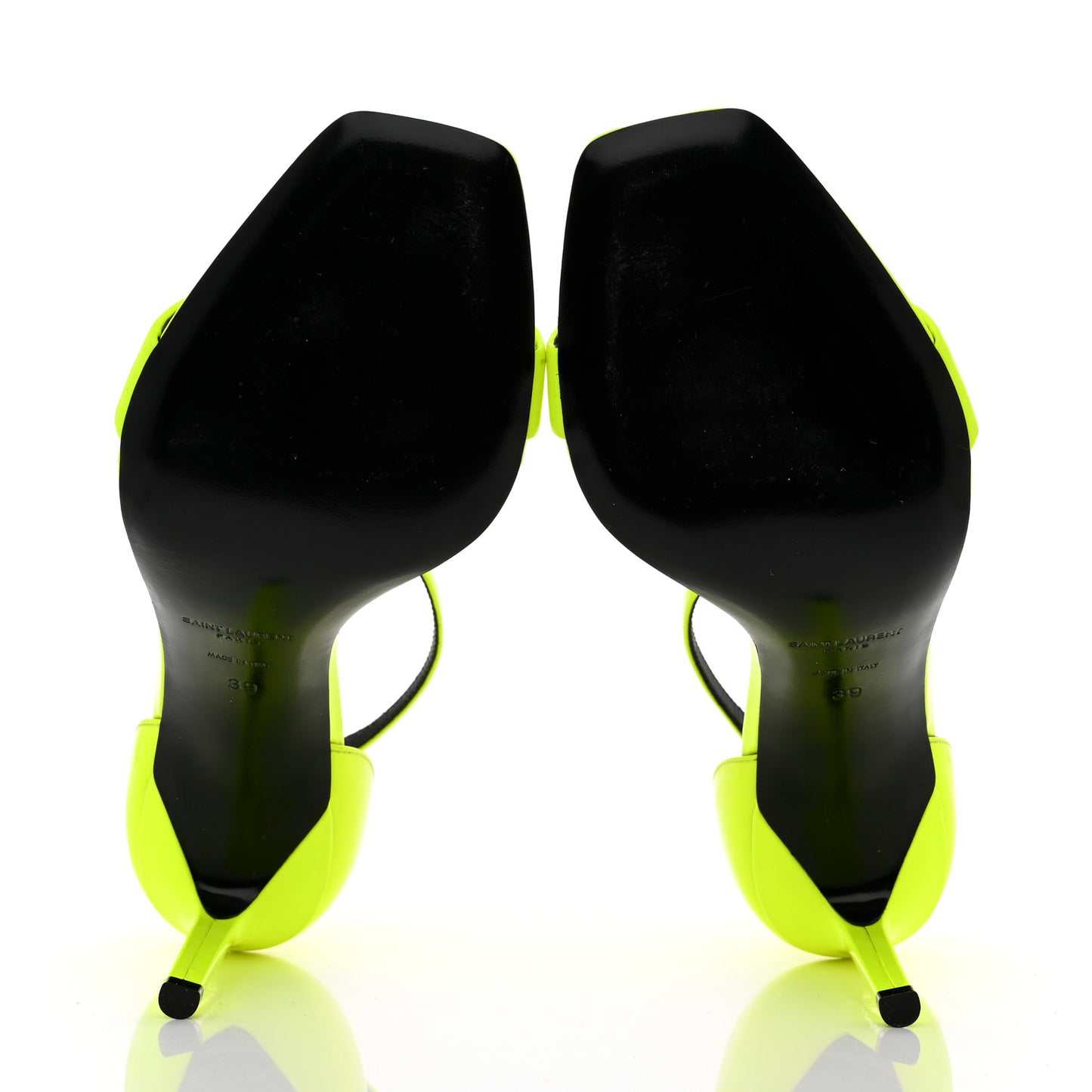 Patent Calfskin Amber 105 Ankle Strap Sandals 39 Yellow Fluo