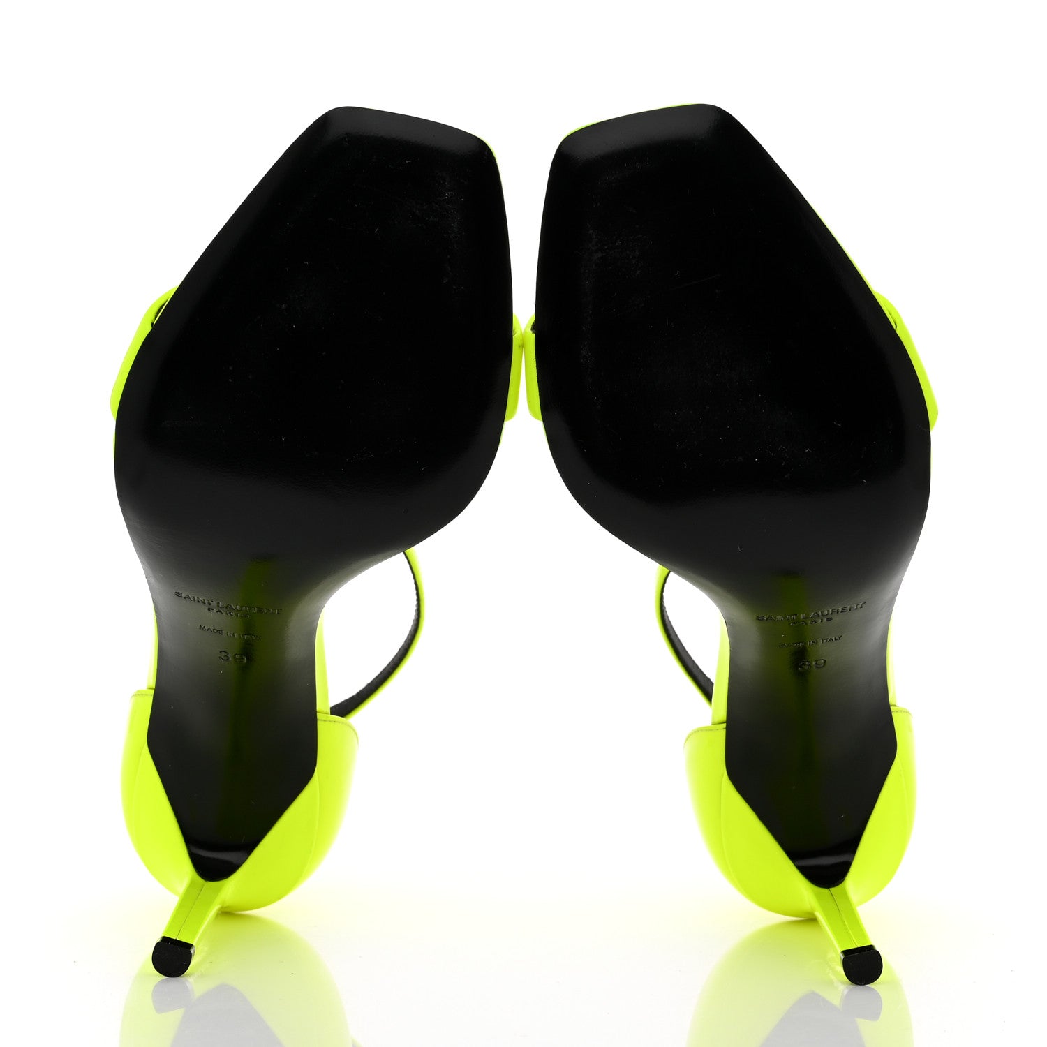 Saint Laurent Patent Calfskin Amber 105 Ankle Strap Sandals 39 Yellow Fluo 5 of 9