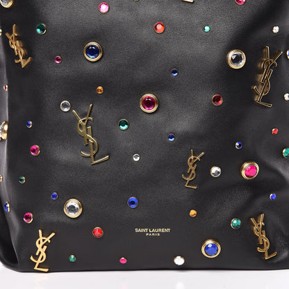 Saint Laurent Lambskin Charm Studded Teddy Drawstring Bag Black 10 of 10